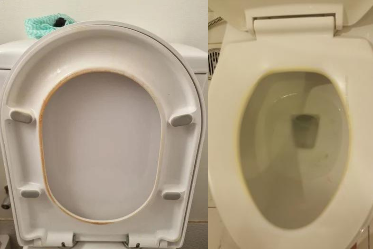 Nắp bồn cầu bị ố vàng do sử dụng lâu ngày