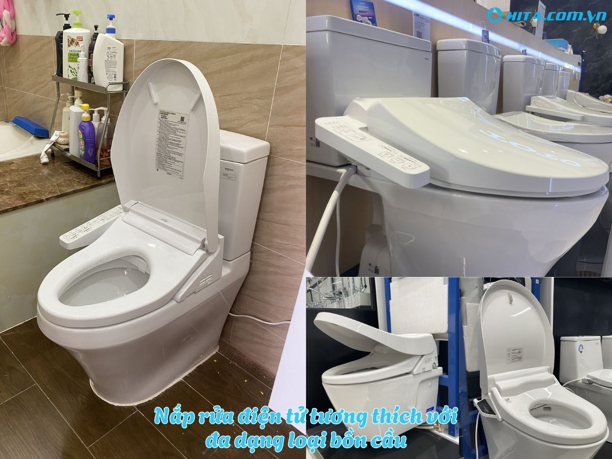 Nắp rửa điện tử dễ lắp đặt và tương thích với đa dạng các loại bồn cầu