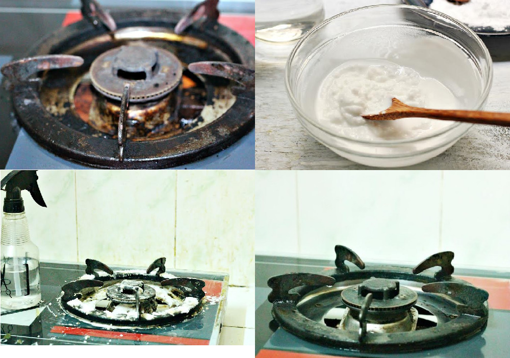 Baking soda làm sạch vành bếp ga