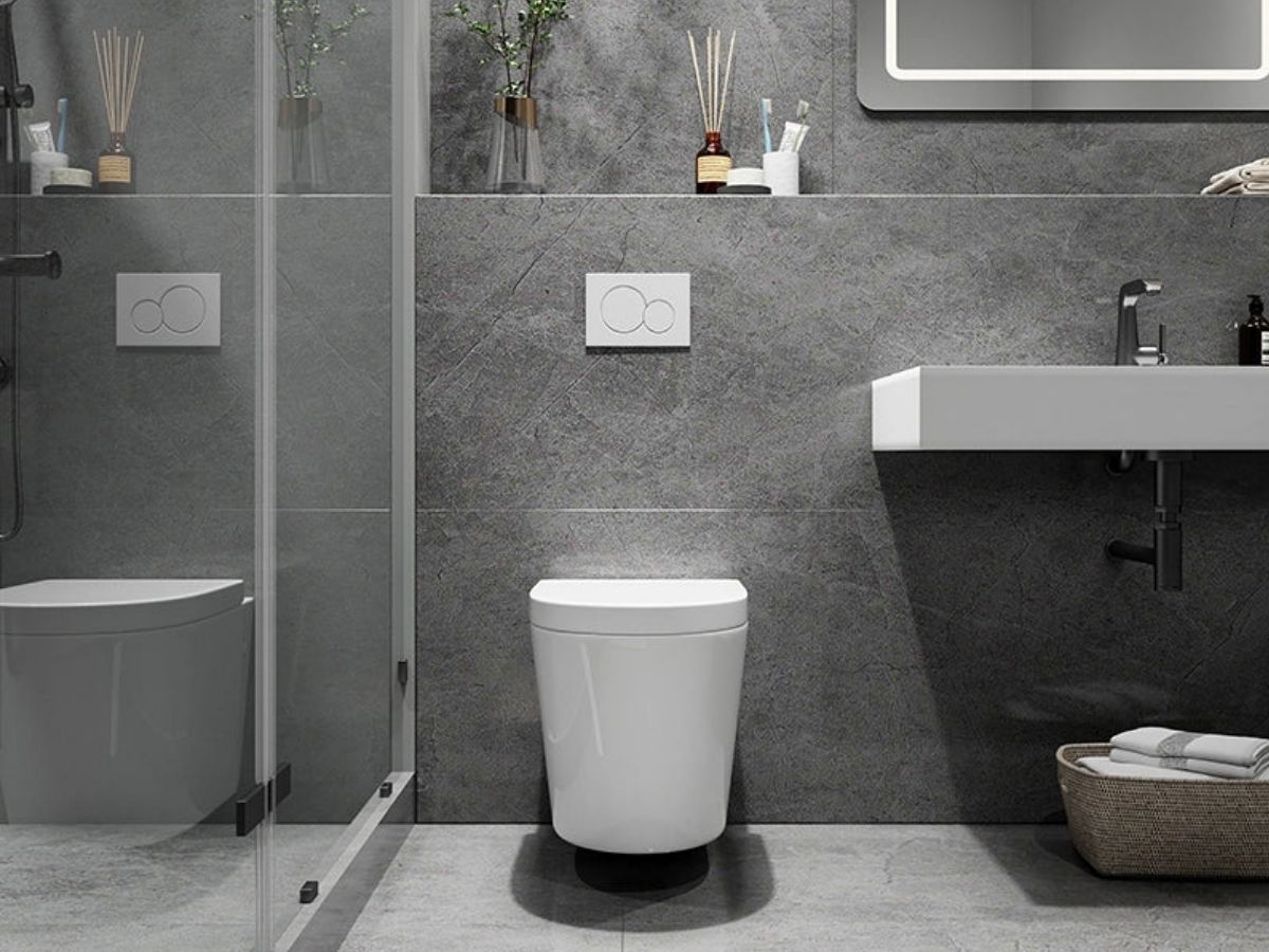 Bồn cầu treo tường c&oacute; k&eacute;t nước &acirc;m tường tinh tế, tối giản