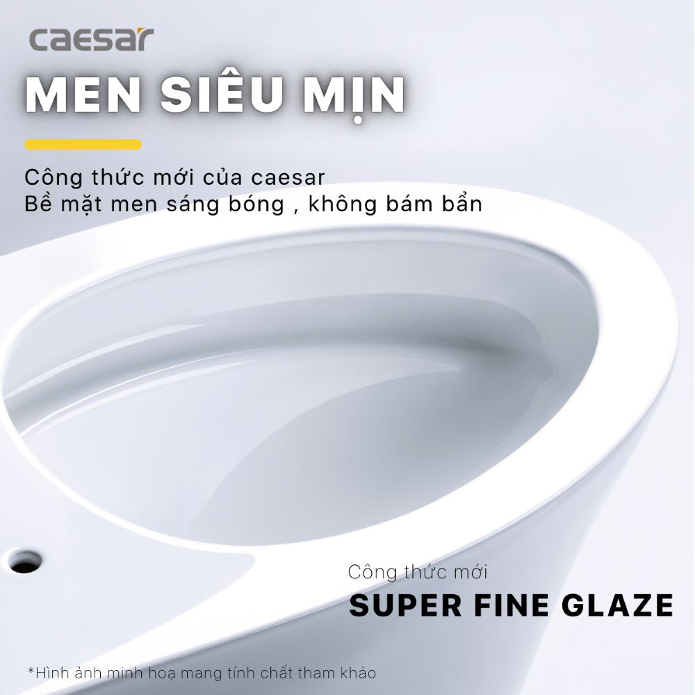 Lớp men sứ của bồn cầu Caesar treo tường CPT1505