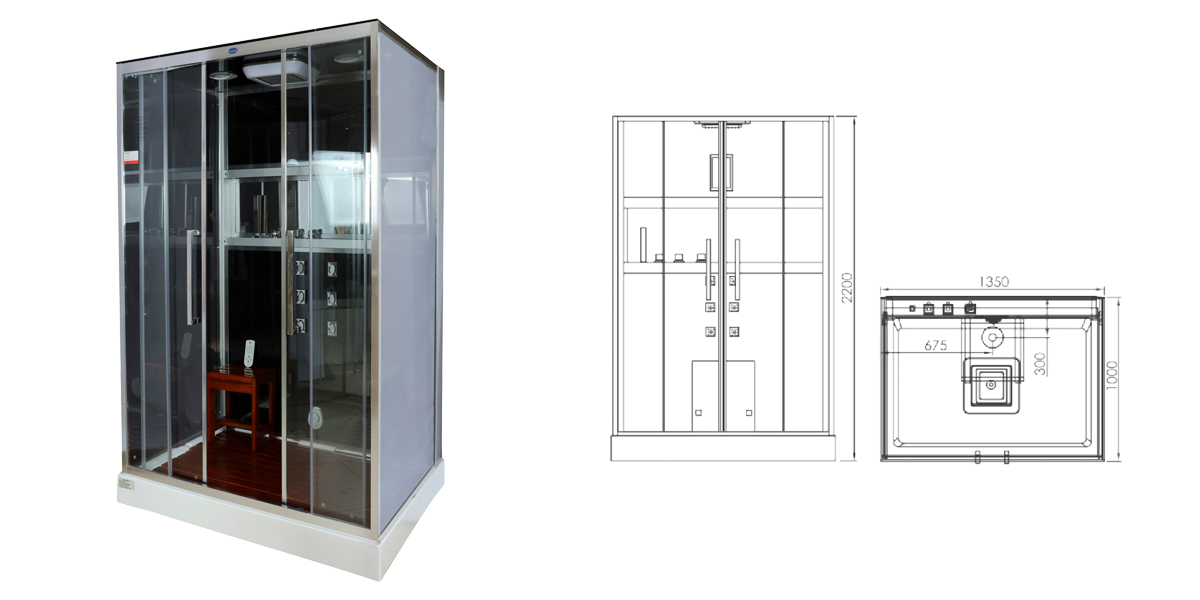 Phòng tắm massage xông hơi chữ nhật MANHATTAN M8888