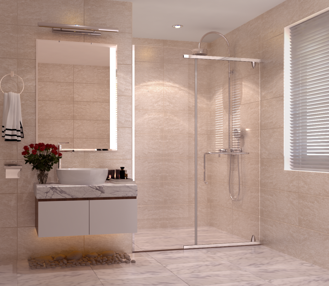 Cấu tạo đơn giản của vách kính nhà tắm