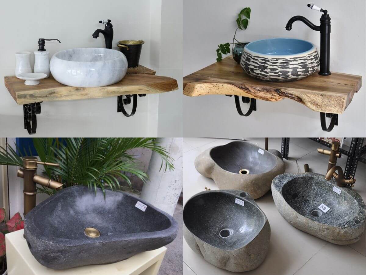 Chậu rửa mặt lavabo bằng đ&aacute; kh&aacute;c biệt cho kh&ocirc;ng gian vệ sinh