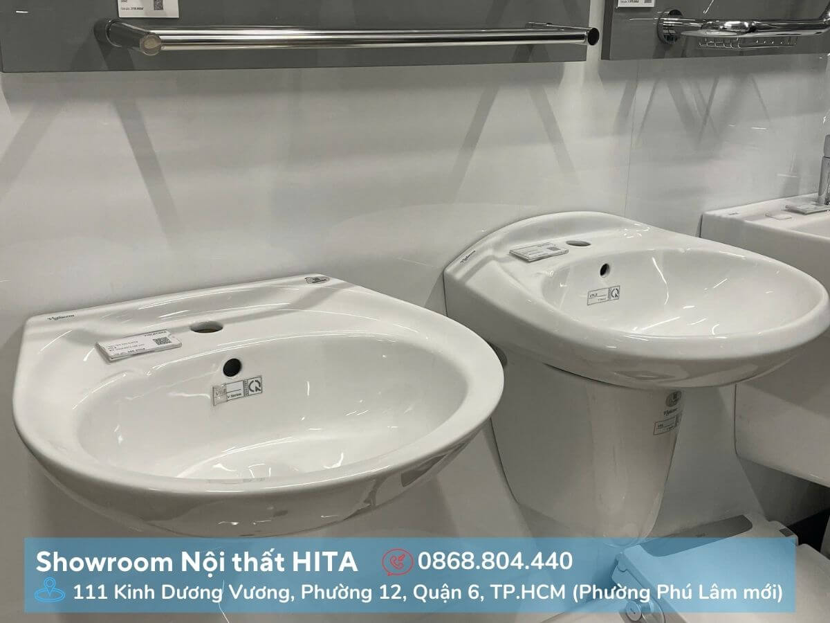Showroom HITA trưng b&agrave;y chậu rửa mặt lavabo đa dạng