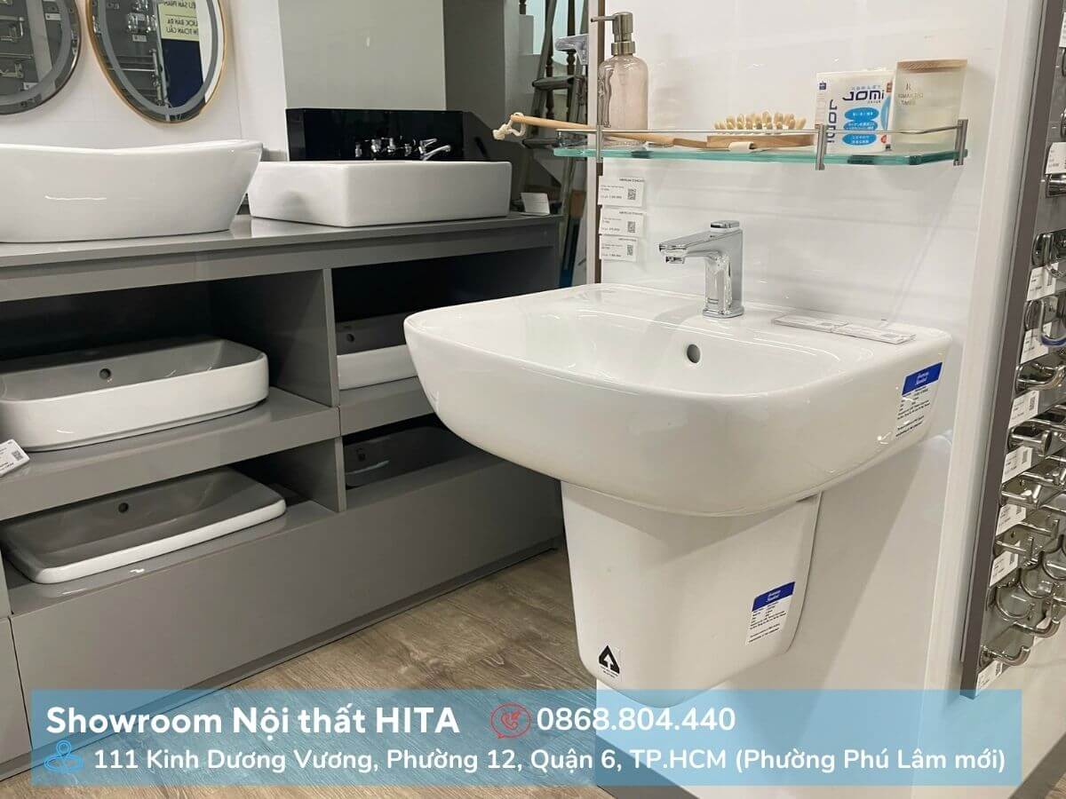 Showroom HITA trưng b&agrave;y chậu rửa mặt lavabo đa dạng