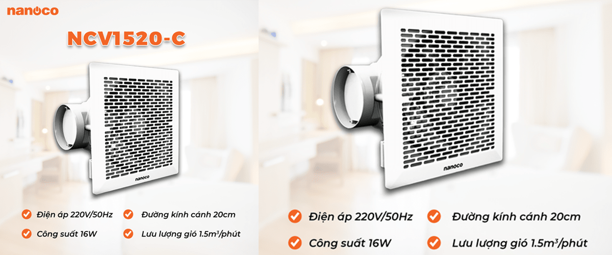 Quạt hút âm trần có ống dẫn có đường kính cánh lớn 20cm