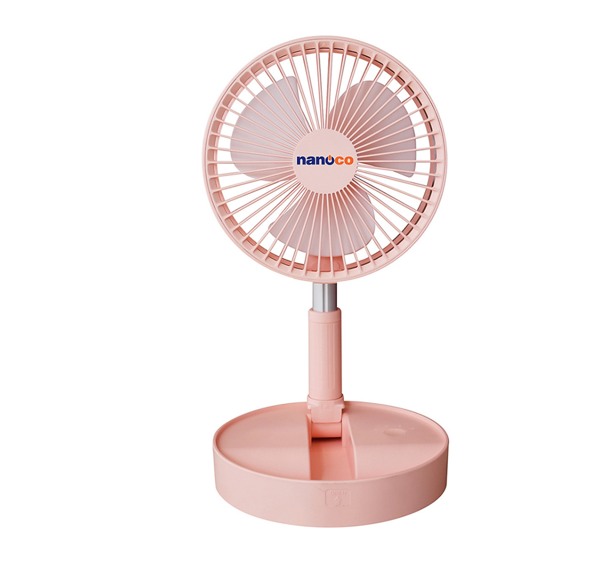 Quạt sạc Nanoco màu hồng thiết kế nhỏ gọn tiện lợi