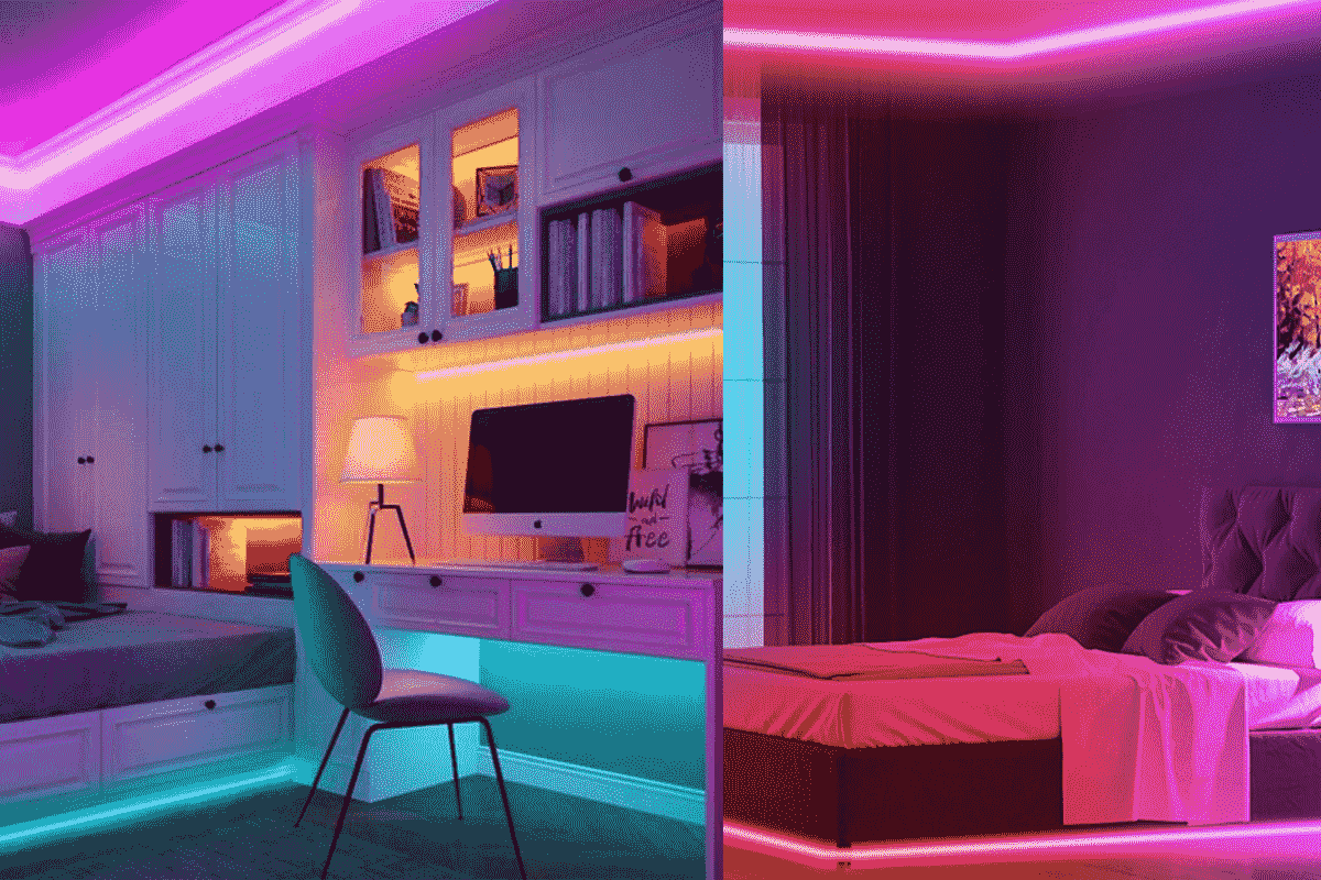 Dây đèn LED đổi màu giúp phòng ngủ ấn tượng, huyền ảo