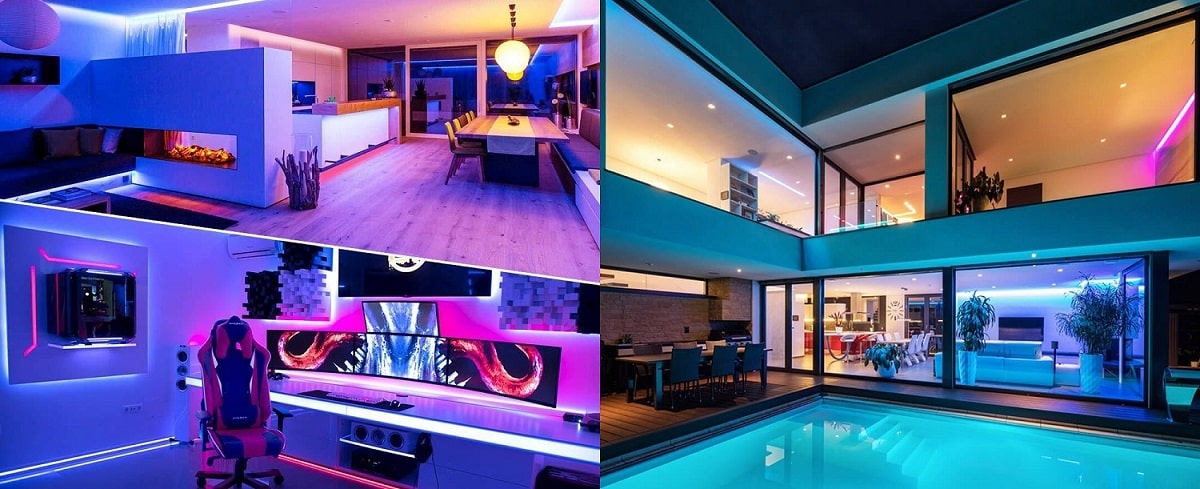 Đèn LED dây nhiều màu sắc trong trang trí nội thất