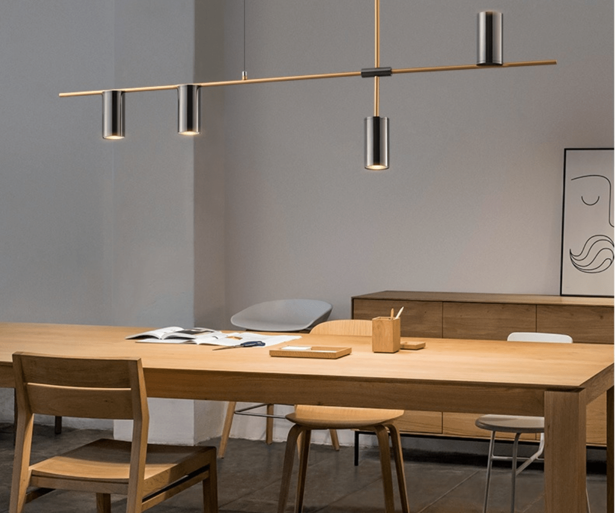 Thiết kế tối giản của đèn thả trần bàn ăn 