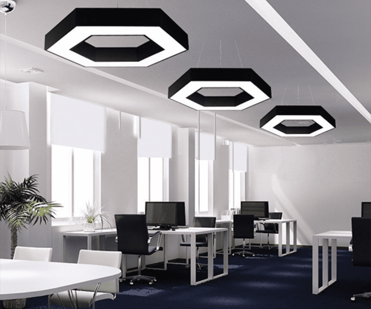 Mẫu đèn led thả trần lục giác độc đáo, bắt mắt