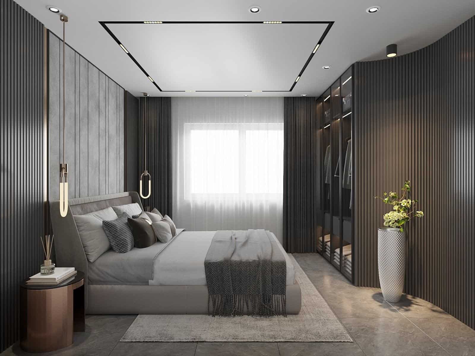 Phòng ngủ sang trọng với đèn ray nam châm