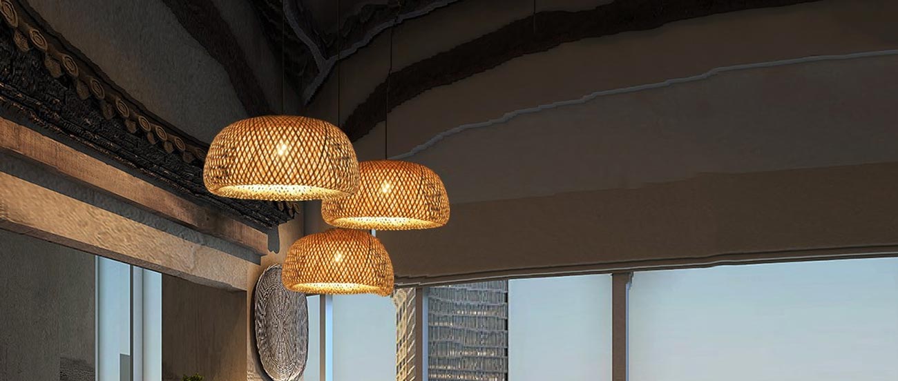 Đèn chùm sử chất liệu tự nhiên tạo cảm giác mộc mạc, gần gũi