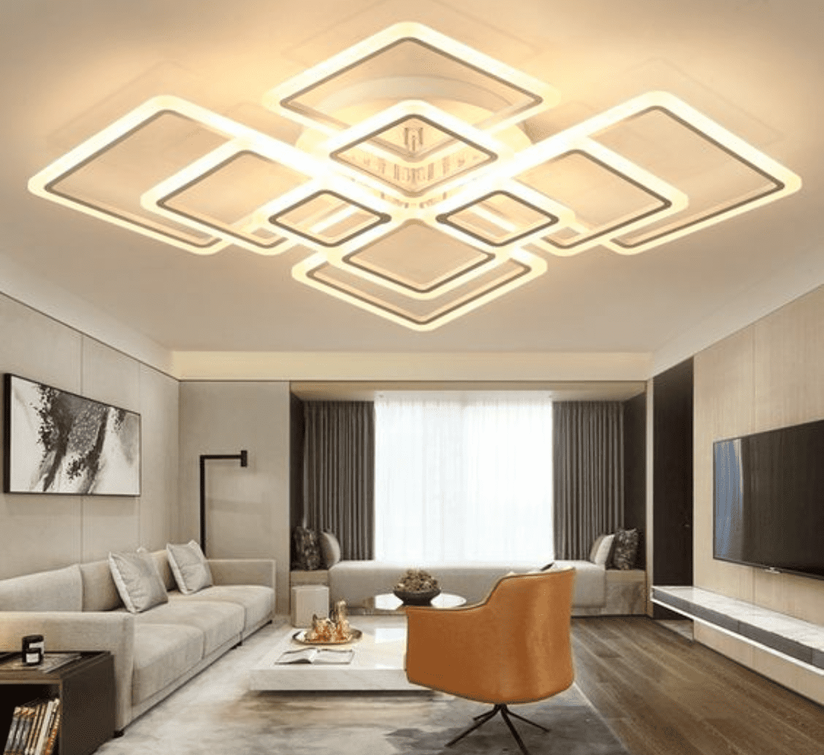 Đèn ốp trần gỗ hiện đại, tinh tế tôn lên vẻ đẹp sang trọng