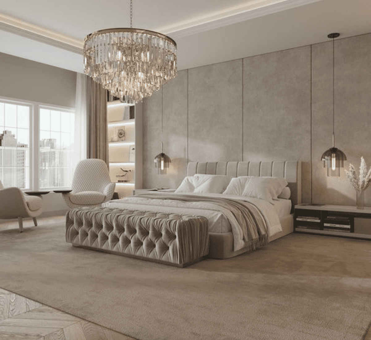 Bố trí đèn trần hợp lý cho không gian phòng ngủ