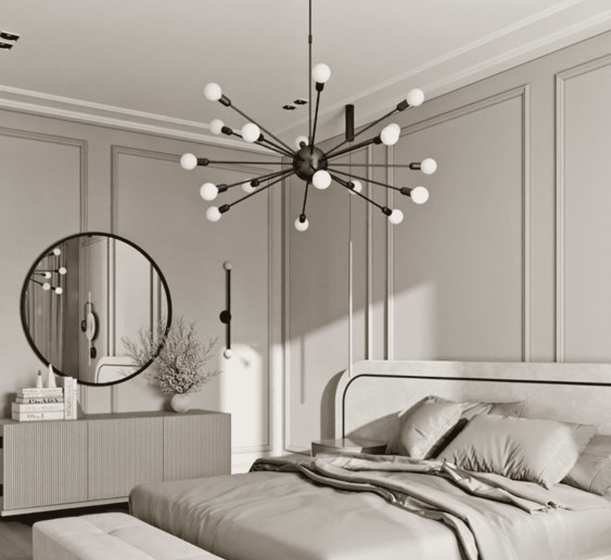 Đèn thả trần decor phòng ngủ hiện đại