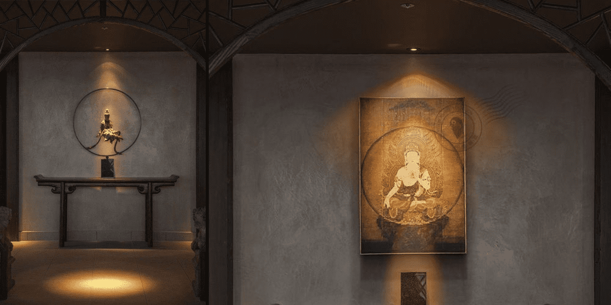 Bố trí đèn LED trần phòng thờ độc đáo tạo điểm nhấn sáng tạo