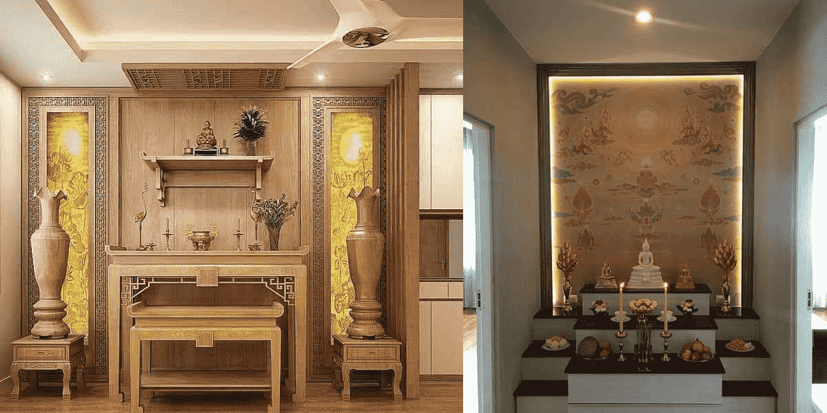 Ưu tiên lựa chọn màu ánh sáng vàng cho đèn trang trí phòng thờ