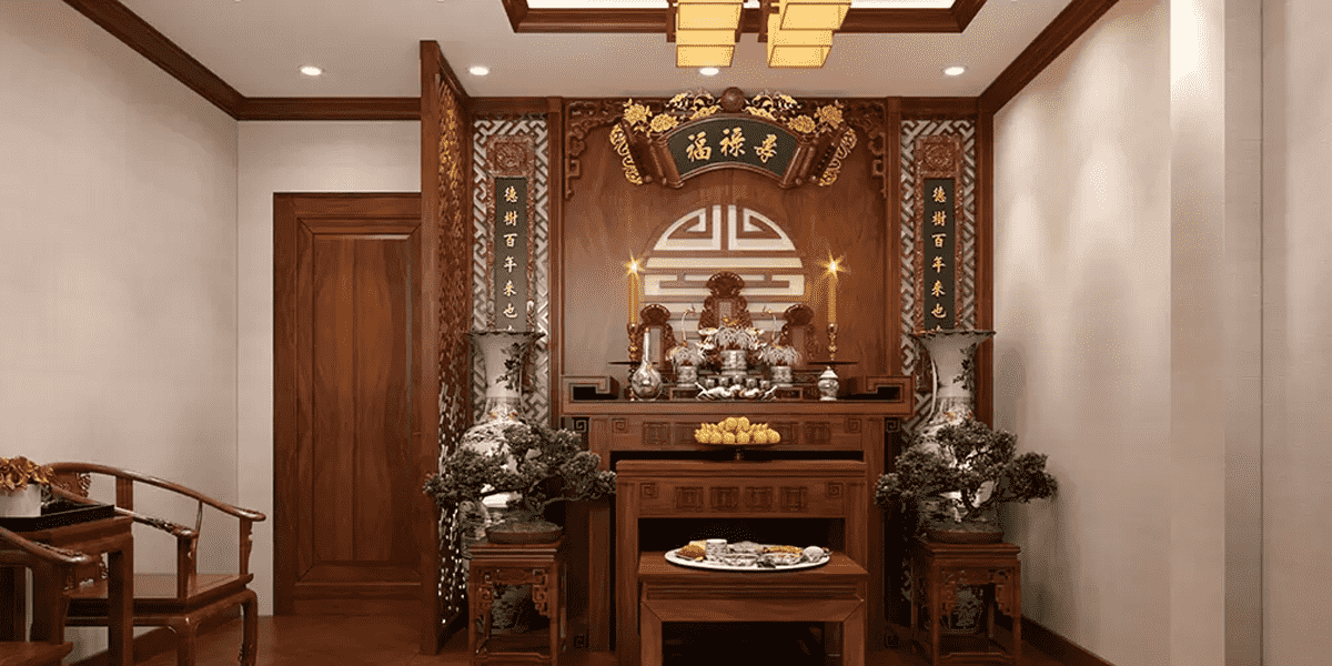 Mẫu đèn thả trần bằng giấy ấm áp trang trí phòng thờ