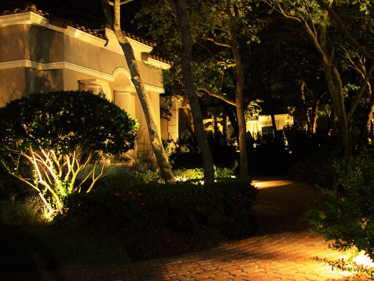 Một số dòng đèn hắt sáng sân vườn có thể chiếu lên hàng rào hoặc bức tường cũng như cây xanh