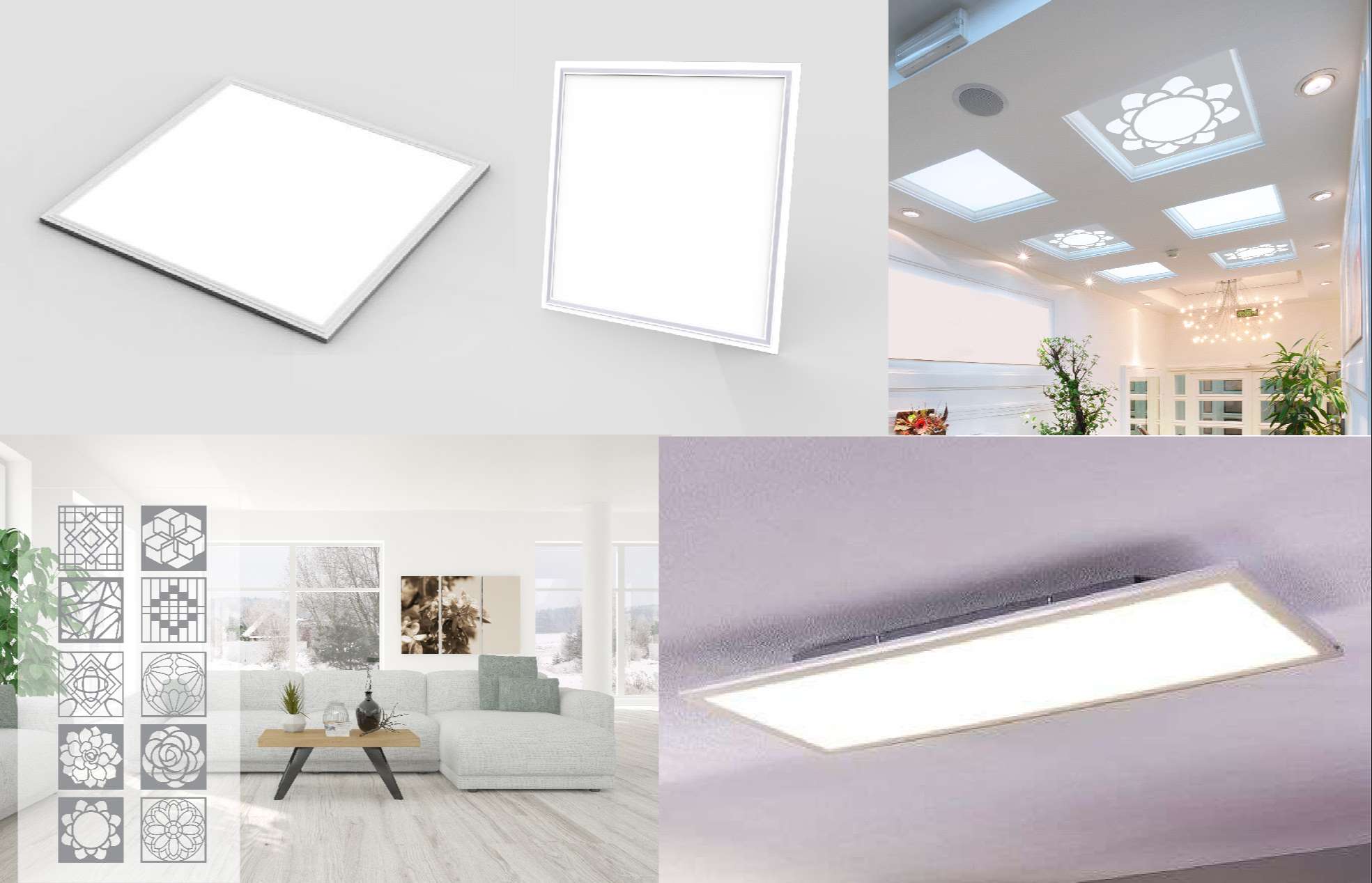 Đèn led panel có thiết kế dạng tấm thường là khổ lớn hình vuông, hình chữ nhật.