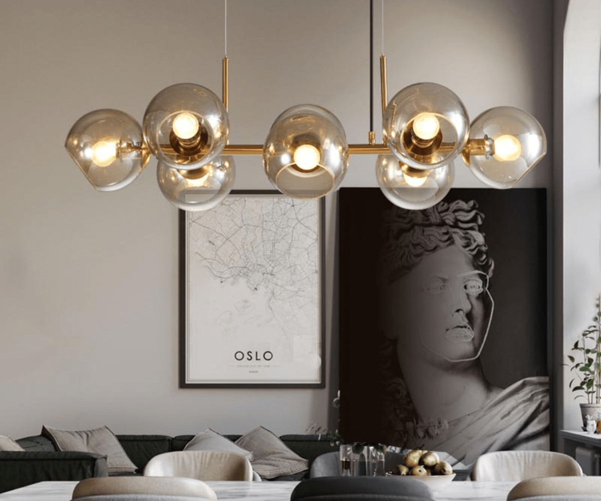 Đèn thả trần thủy tinh là lựa chọn tuyệt vời cho không gian sang trọng