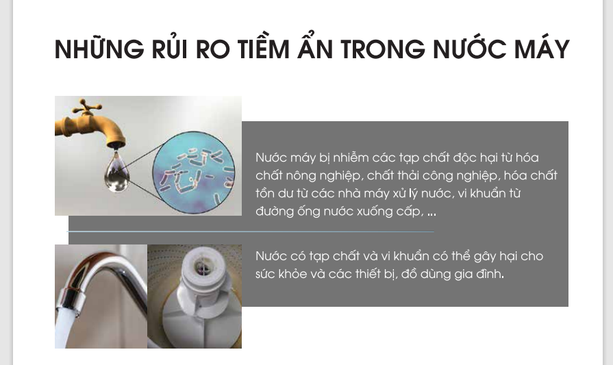 Rủi ro tiềm ẩn trong nước - nguyên nhân sự ra đời lọc nước đầu nguồn
