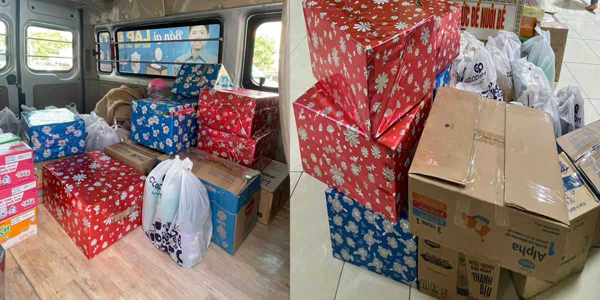 Nhu yếu phẩm được chuẩn bị để mang đến cho các em tại mái ấm Phúc Lâm