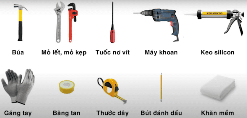 Dụng cụ để lắp đặt bồn cầu 1 khối