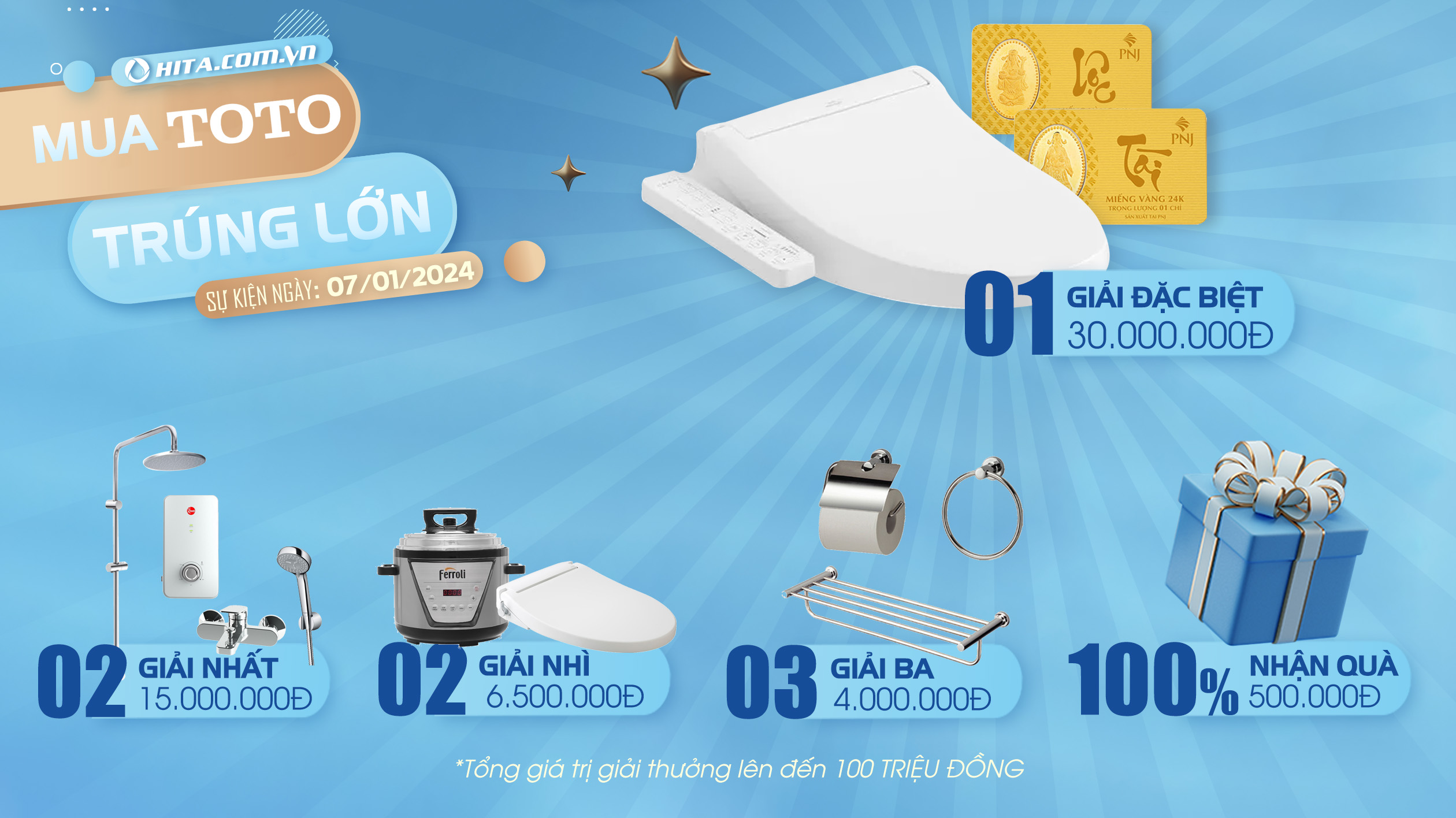 Mua TOTO Trúng Lớn - Năm mới tươi sáng Quà tặng ngập tràn cùng Nội thất HITA