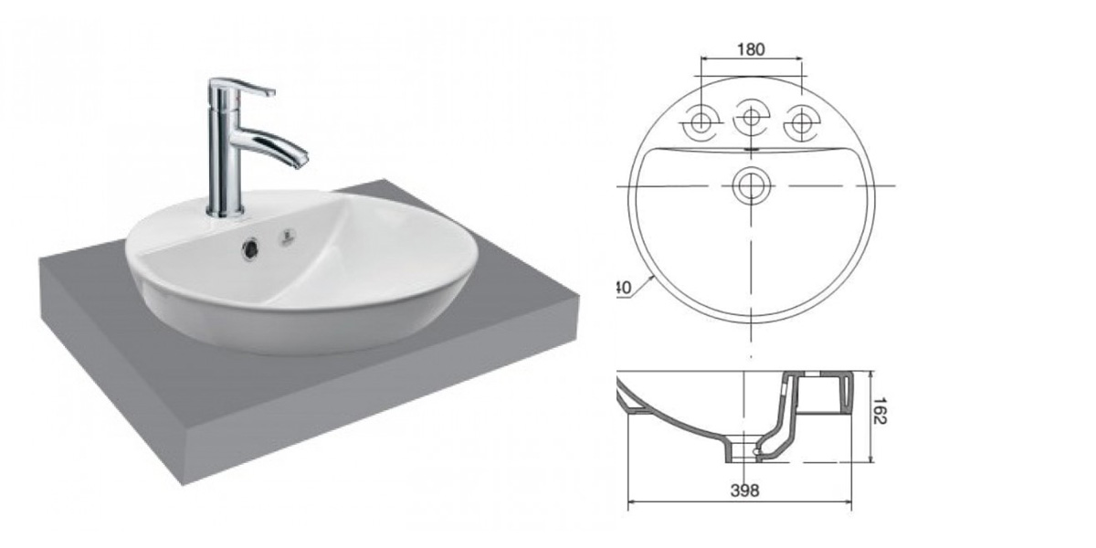 Mẫu bản vẽ kích thước chuẩn lavabo dương vành