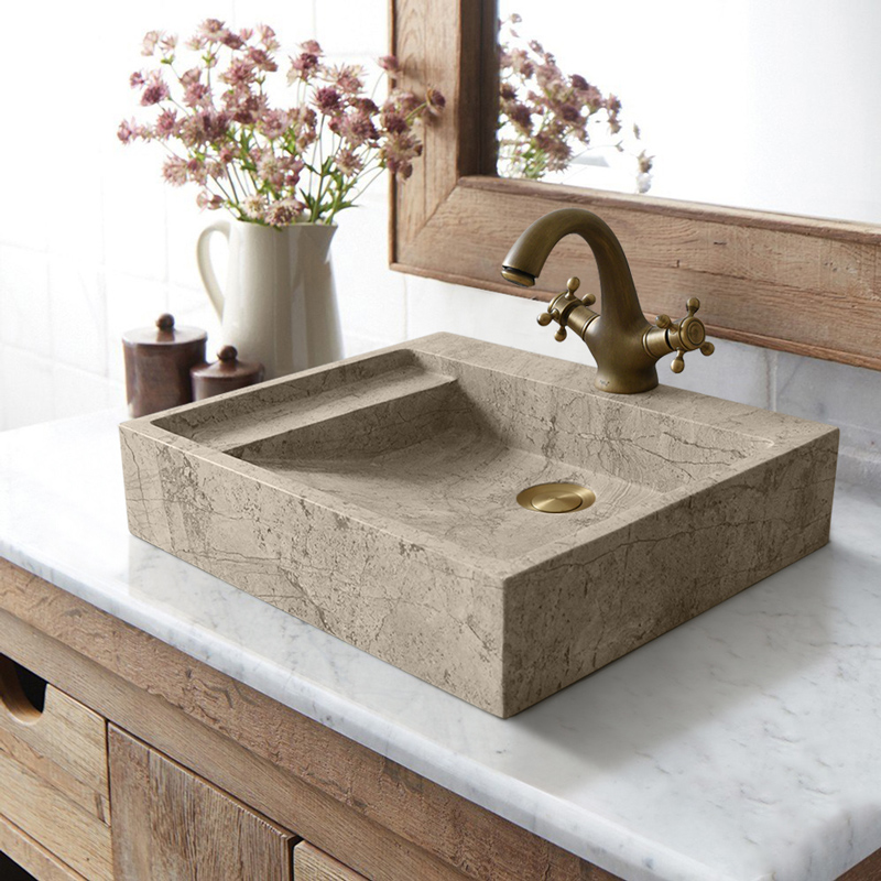 Thiết kế hình vuông ấn tượng, hiện đại của bàn đá lavabo