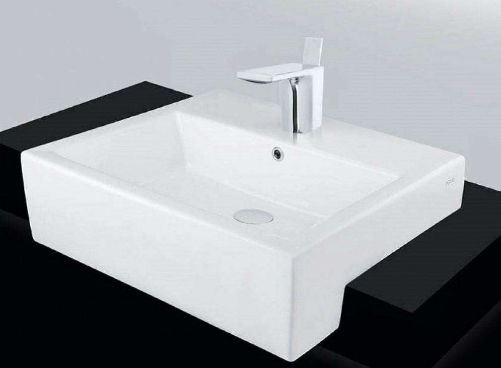Lavabo hình chữ nhật thiết kế bán âm bàn