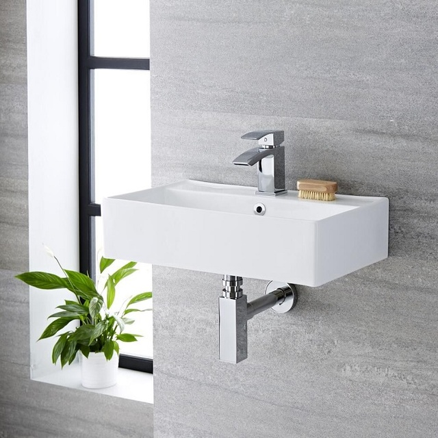 Lavabo chữ nhật treo tường cho phòng tắm hiện đại