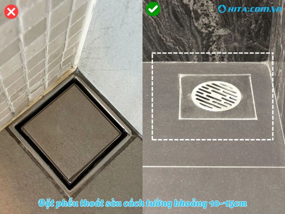 Bố tr&iacute; phễu qu&aacute; s&aacute;t m&eacute;p tường