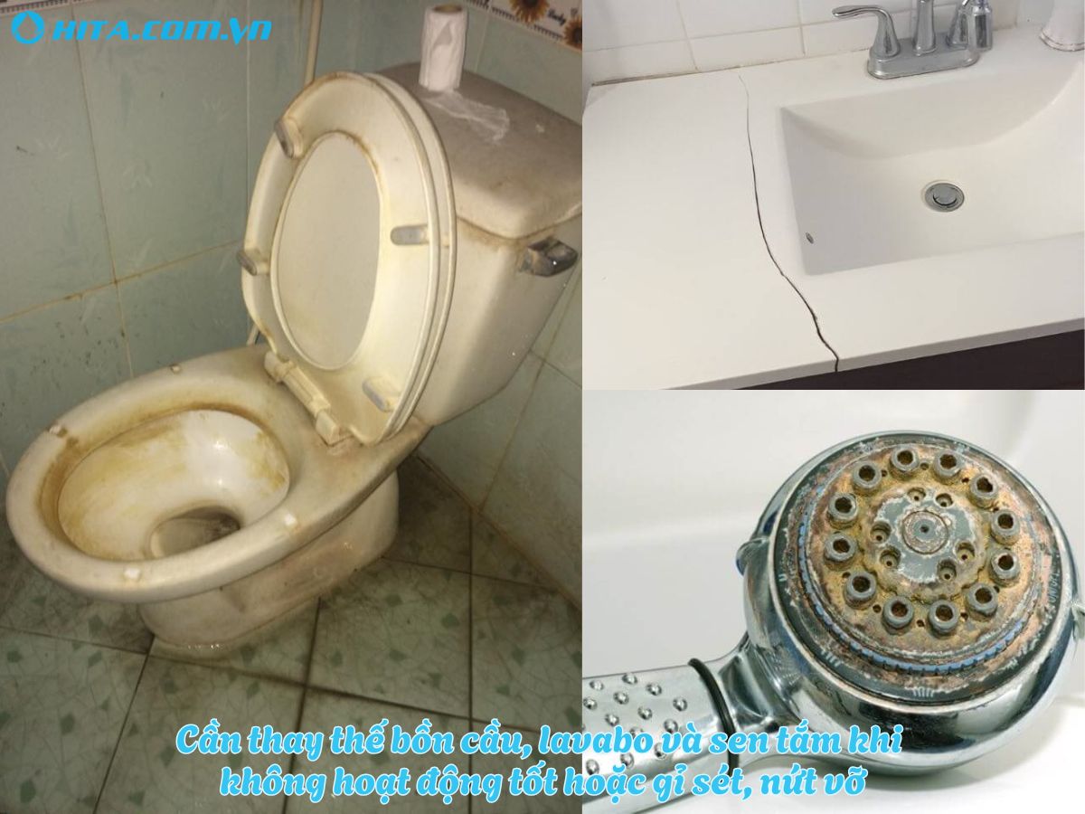 Thay mới thiết bị vệ sinh khi cải tạo toilet