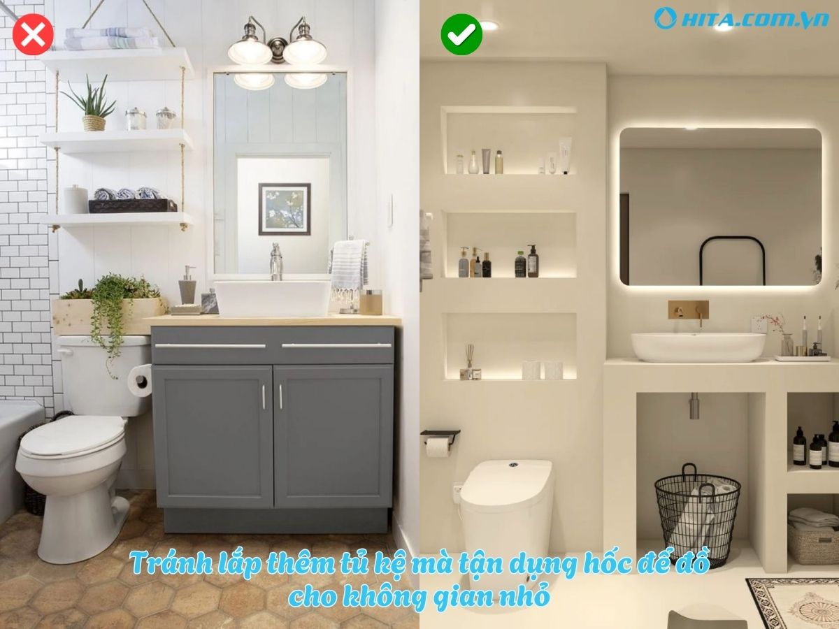 Ưu điểm nổi bật khi tạo hốc để đồ trong ph&ograve;ng tắm