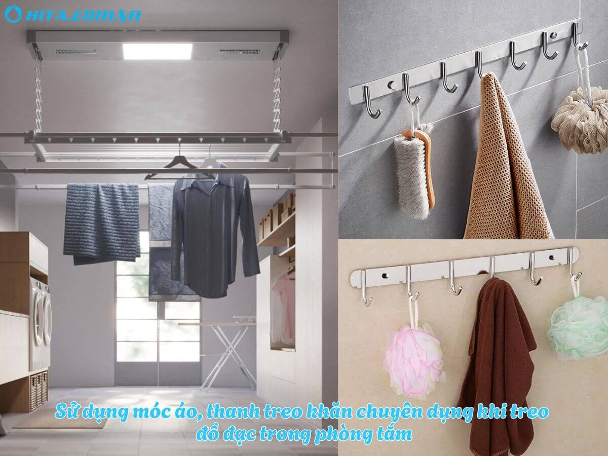 Sử dụng m&oacute;c &aacute;o, khăn treo khăn chuy&ecirc;n dụng khi treo đồ trong nh&agrave; tắm