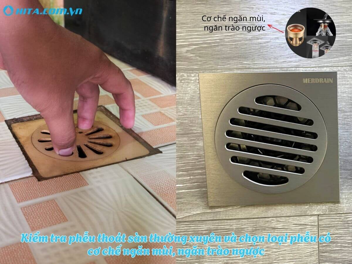 Kiểm tra phễu tho&aacute;t s&agrave;n thường xuy&ecirc;n