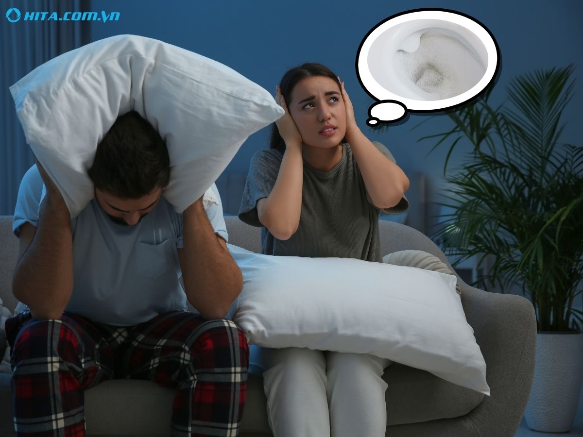 Kiểu xả thẳng dễ g&acirc;y ồn khi xả nước