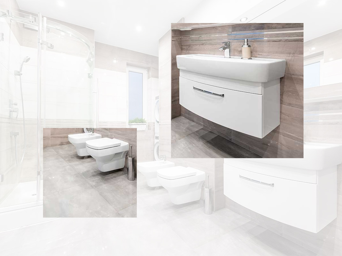 Dưới sàn và xung quanh tường đều được sử dụng gạch men sát trần cao cấp