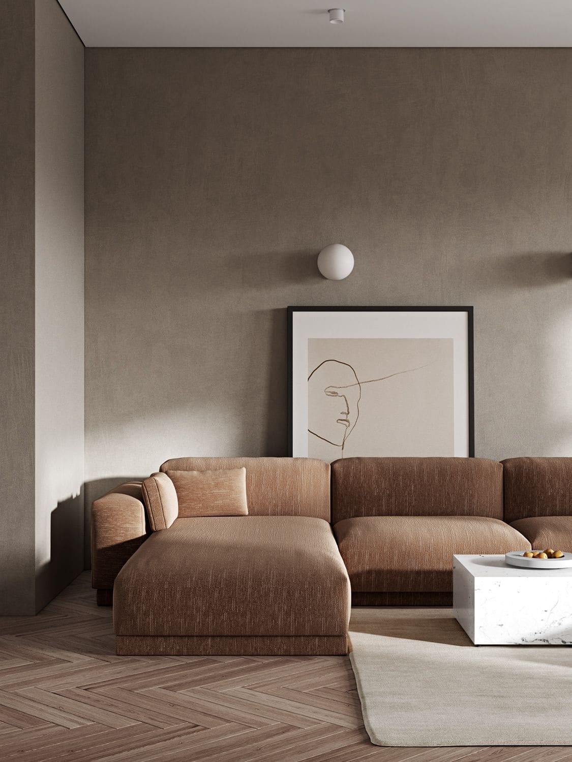 Phòng khách rộng sử dụng sofa lớn