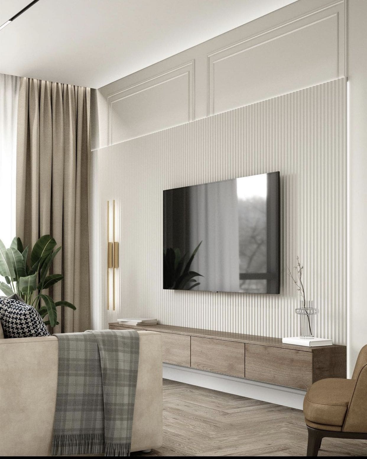 Kệ để tivi làm bằng gỗ màu sáng hiện đại