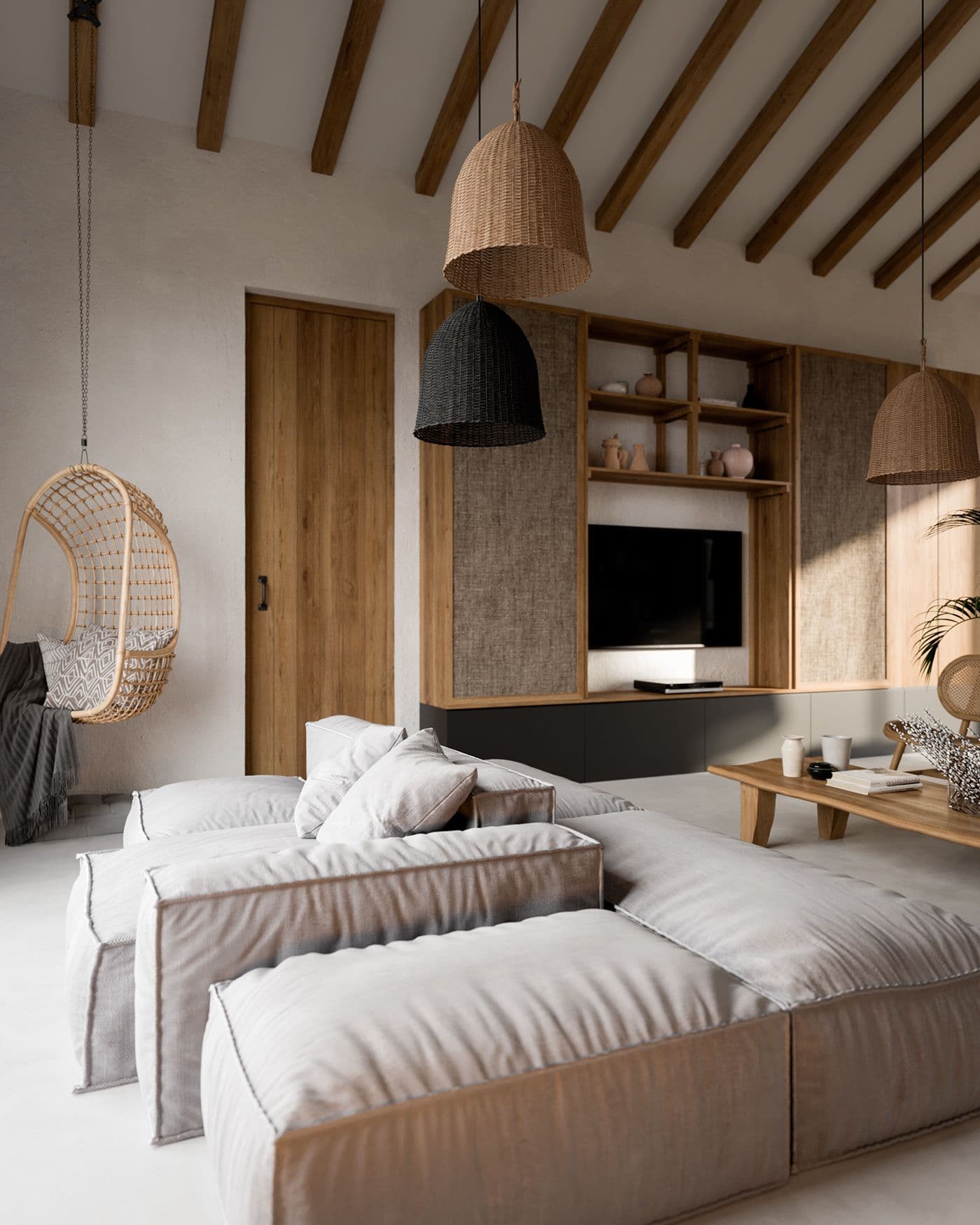 Nội thất phòng khách bằng gỗ sang trọng, trang nhã