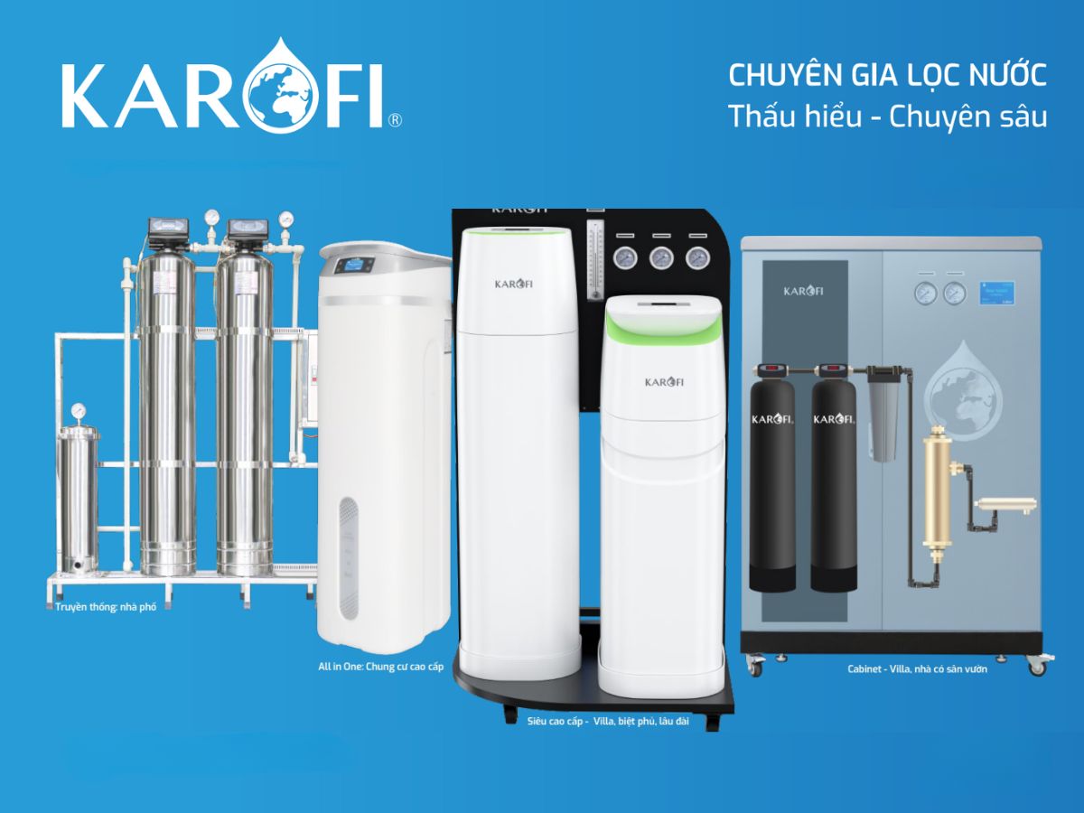 D&atilde;y sản phẩm của c&aacute;c thiết bị lọc tổng Karofi, giải ph&aacute;p đa dạng cho từng nhu cầu sử dụng kh&aacute;c nhau.