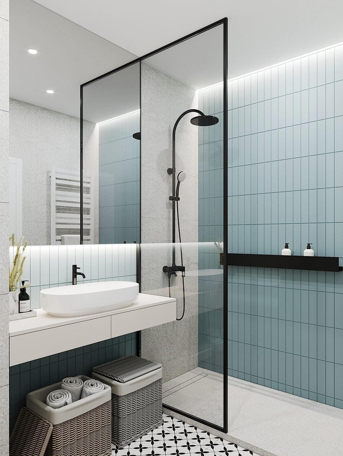 Màu sắc gạch nền nhẹ nhàng giúp không gian thư giãn hơn