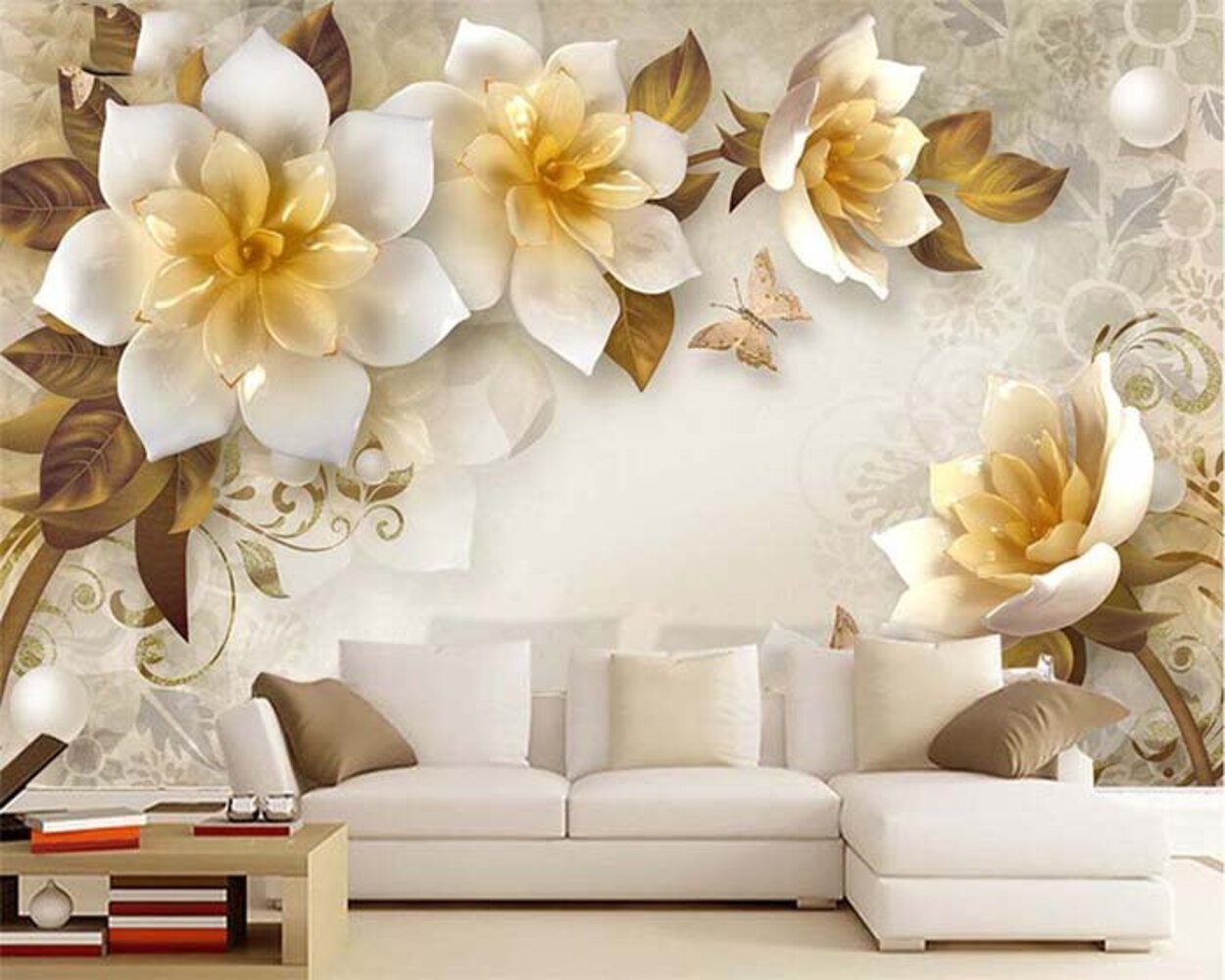 Cực hút mắt với mẫu tranh dán tường 3D giả ngọc siêu đẹp