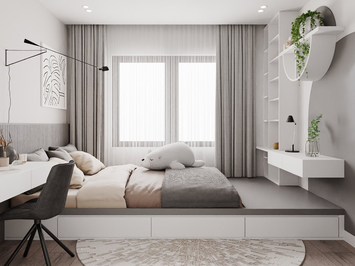 Sử dụng các món đồ nội thất với thiết kế thông minh sẽ làm gọn gàng không gian phòng ngủ hơn mà vẫn không làm mất đi sự tiện nghi