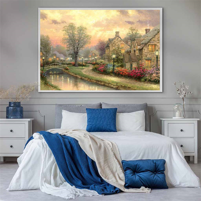 Tranh phong cảnh yên bình trong phòng ngủ của ông bà